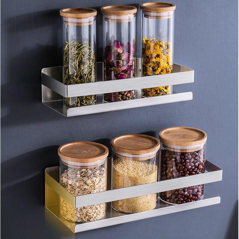Kitchen Shelf 304 Stainless Steel Nickle Brush Kitchen Condiment Shelf Holder Shower Storage Rack Accessories