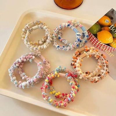 2pcs/set Weaving Pointed Doudou Korean Hair Srunchies Strength Durable Ponytail Rubber Band New Cute Ice Cream Hair Band
