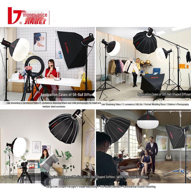 8K Gold 56CM/65CM/85CM Spherical Softbox: Portable Photography Light Ball Cover