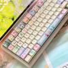 Childlike Keycaps Mda Pbt143 Key Hand-Painted Customized Diy Hi75 Cartoon Diy Pink White Keycaps