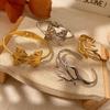 CARLIDANA Fashion Simple Open Bangles Cuff Bracelets Chunky Leaf Hollow Wide Cuff Adjustable Gold Plated Open Cuff Bangle