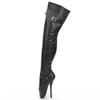 JiaLuoWei 7-Zoll-Super-High-Heel-Stiefel für Damen, Lackleder, spitzer Zehenbereich, seitlicher Reißverschluss, Oberschenkel, hohe Ballettstiefel, sexy Unisex
