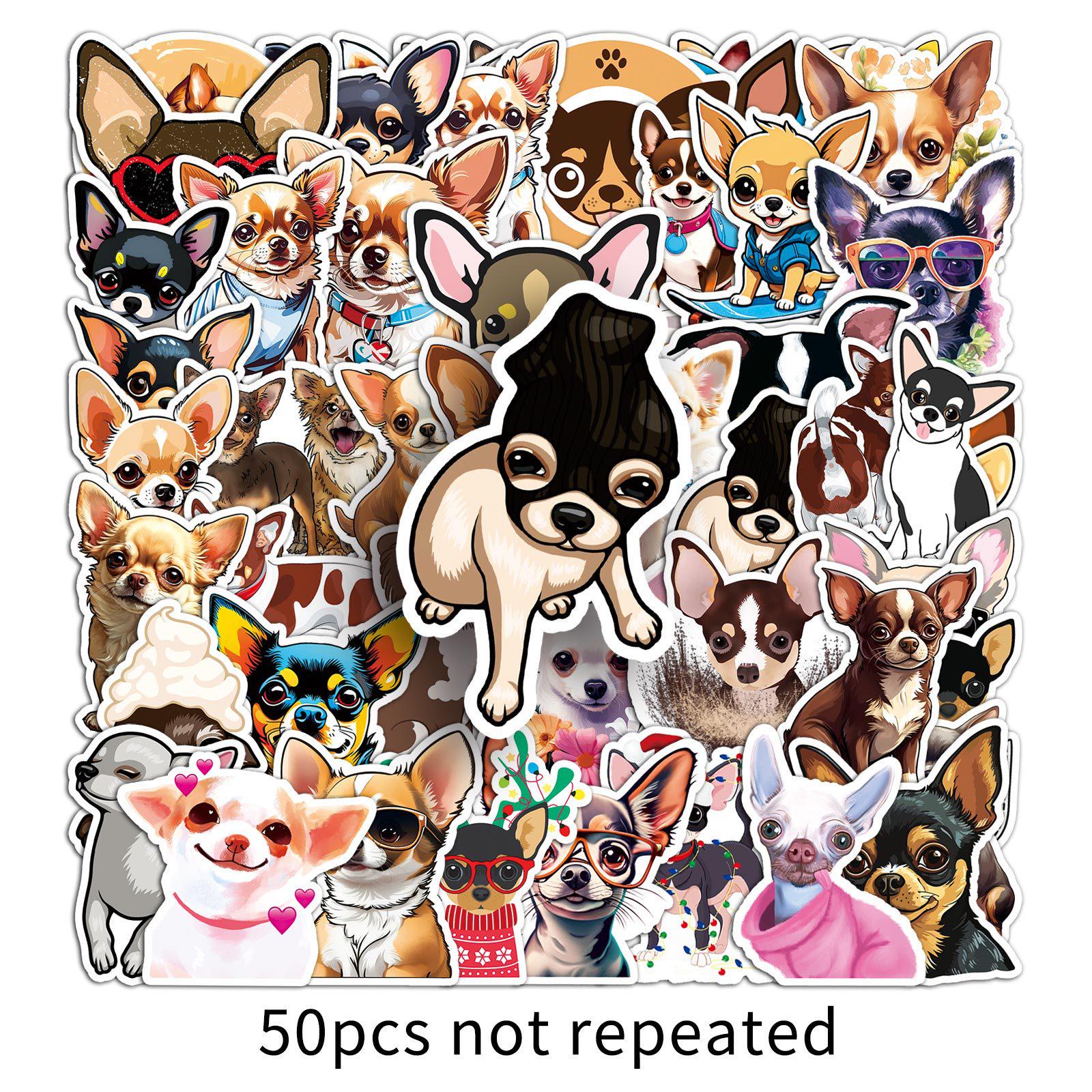 50 Cute Chihuahua Puppy Stickers - Waterproof Cartoon Teacup Dog Decorations for Journals
