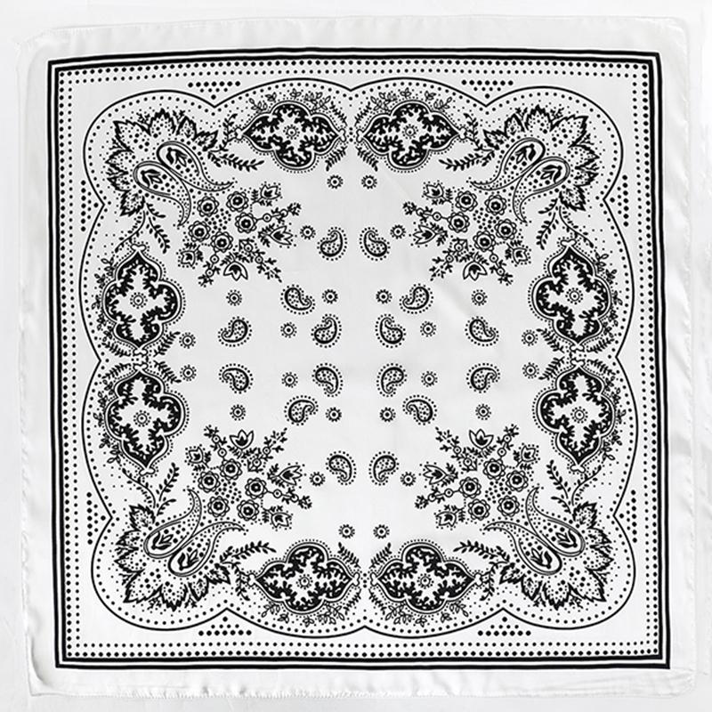 70cm Bandana Head Scarf For Women Fashion Paisley Print Handkerchief Silk Satin Hijab Scarfs Female Square Neck