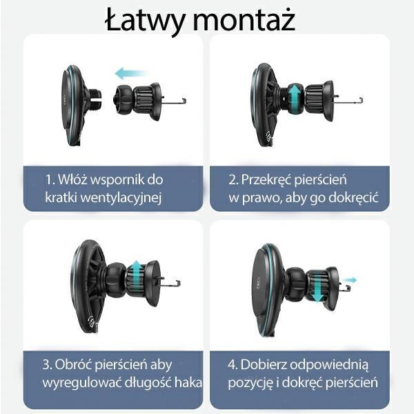 Usams Uchwyt Indukcyjny Us-Cd222 15Wdo Kratki Went. Czarny/Black Cd222Zj01