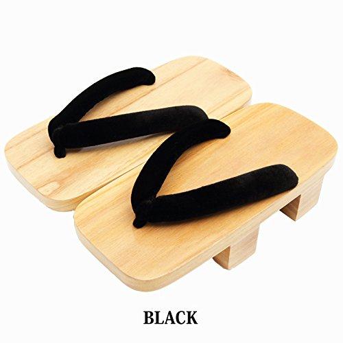 8 (eight) Authentic Paulownia Wood Two-Toe Geta Sandals for Men, Black, Size L, Approx. 28.0cm
