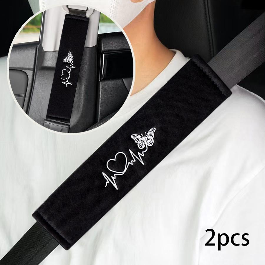2PCS Automotive Butterfly Love Shoulder Protection Seat Belt Protective Cover Automotive Interior Accessories
