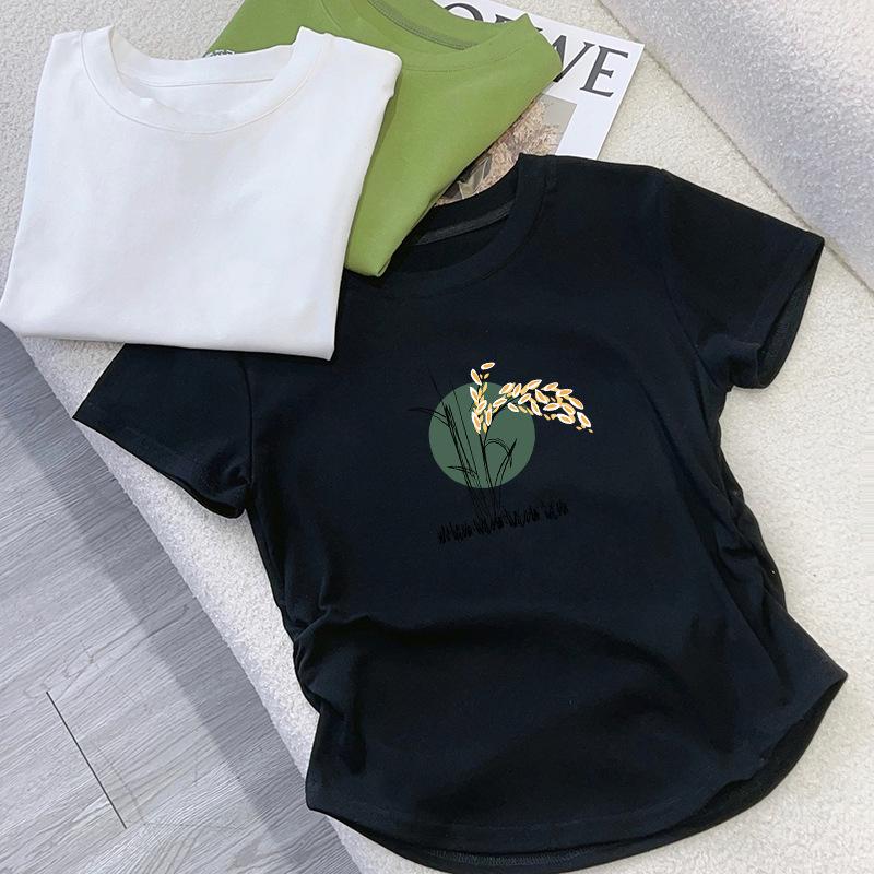 

2025 Summer Cotton Irregular Slim Fit T-Shirt - Casual, Fashionable, Versatile Top L [110-120 lbs]