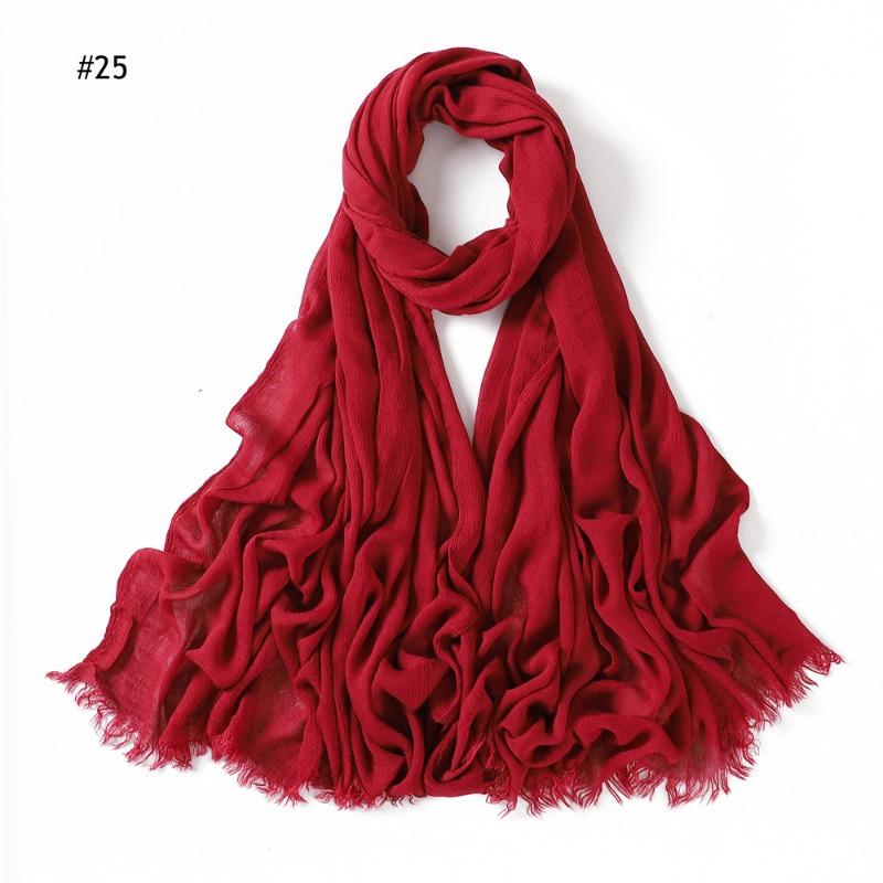 % Rayon Pleated Solid Color Human Cotton Two-end Beard Bag Headscarf Female, New Breathable Soft Scarf