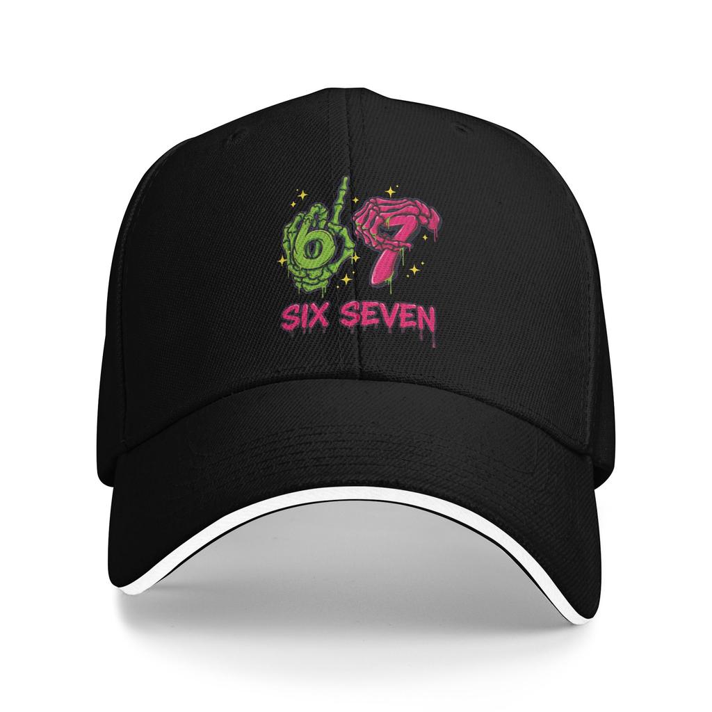 67 Halloween Neon Six Seven Baseball Cap y2k Retro Couple Women Trucker Hat Sun Print Running Hippie Baseball Caps Birthday Gift