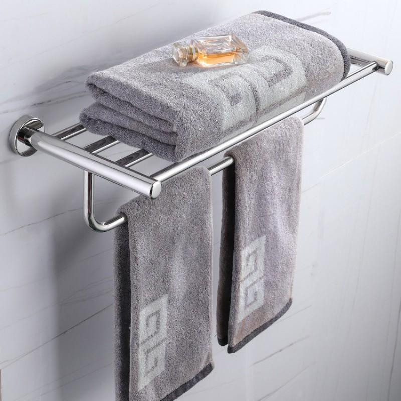 Stainless Steel T-Shaped Towel Rack Bathroom Hotel Use Modern Minimalist Wall Mounted 2-Tier Heavy Duty 30kg Load