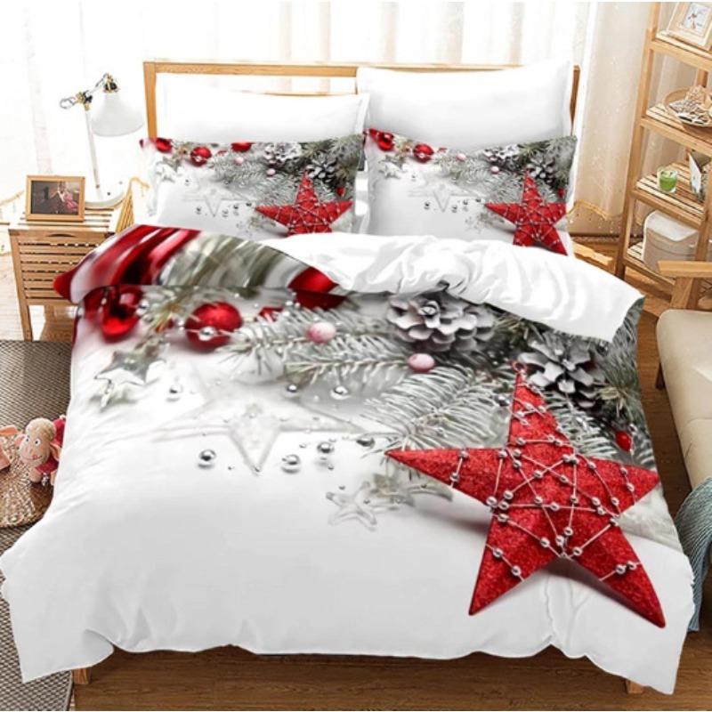 3D Digital Printing Christmas Three-Piece Set, Holiday Decoration Bedding Set