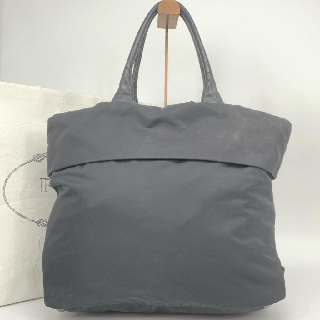 Prada Reversible Tote Bag Handbag Leather Genuine Leather Tessuto Nylon Black Women's Men's Unisex Lightweight