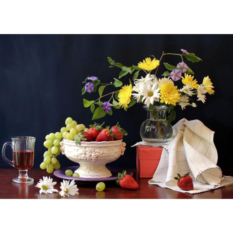 Framed Still Life Oil Painting Poster - Decorative Wall Mural with Kraft Paper