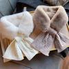 Faux Rabbit Fur Thicken Neck Scarf Korean Style Fluffy Knitting Neck Shawlrf  Female