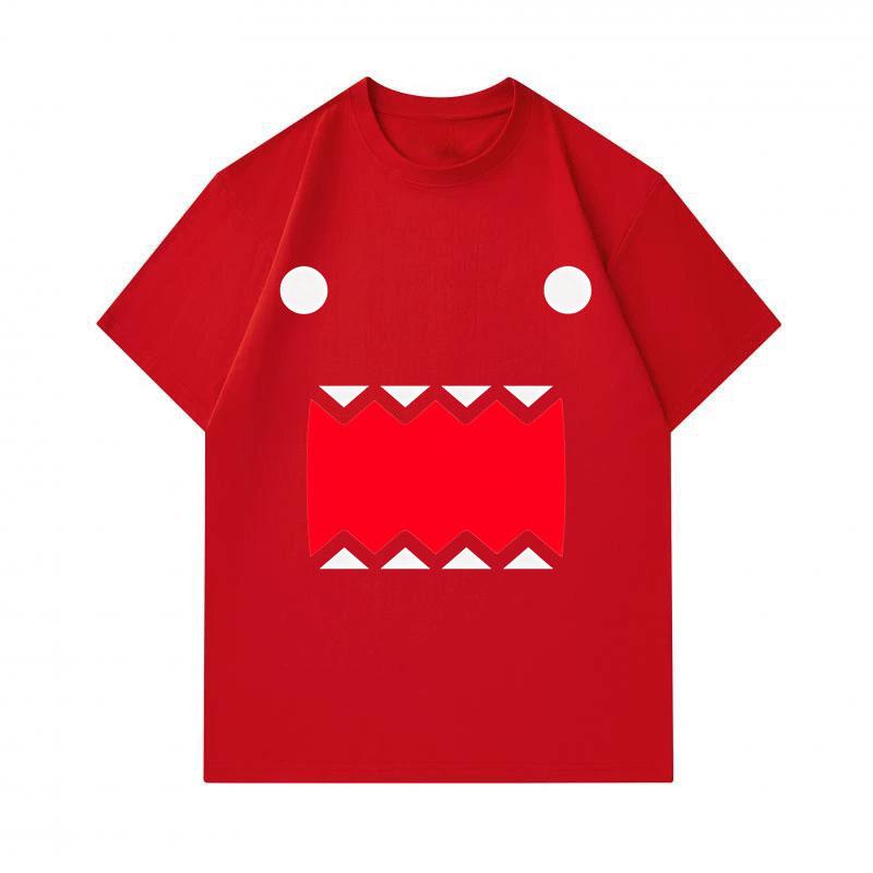 Men's 100% Cotton Short Sleeve O-Neck T-Shirt, Cute Cartoon Big Mouth Monster Print Casual Soft Breathable Tee for Daily Wear Summer Basic Loose Fit T