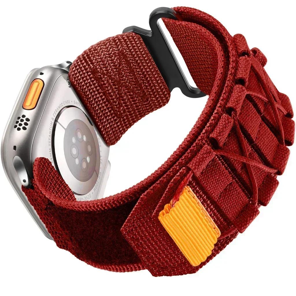 

Sport Nylon Loop Band for Apple Watch Ultra 3/2 49mm 46mm 42mm 45mm 44mm 41mm Strap Iwatch Series 11 10 9 8 7 6 SE 5 4 Bracelet Watch SE3 44mm червоний