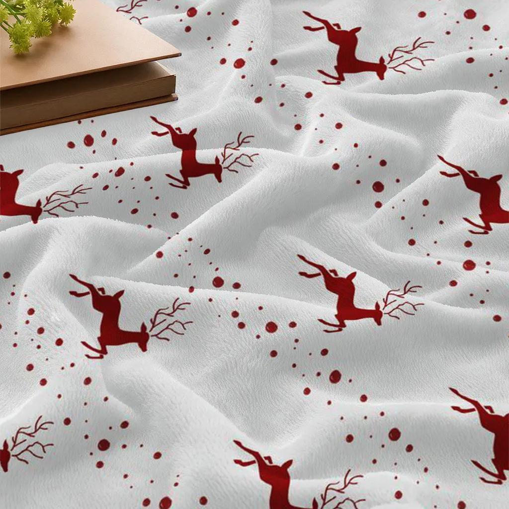 1pc Simple Christmas Deer Printed Blanket for Sofa Bed Travel Camping Living Room Office Conditioning Blanket for All Seasons Gi