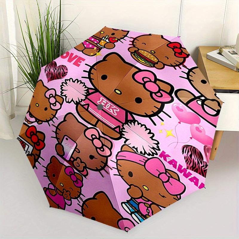 

Hello Kitty, Kawaii Automatic opening and closing folding umbrella with 8 rib frame and compact travel design, perfect for all occasions | S