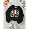 European sizes Christmas Reindeer Snowman Girls' Fashionable Crewneck Sweatshirt, Western Top, Children's Long Sleeved Casual Tee
