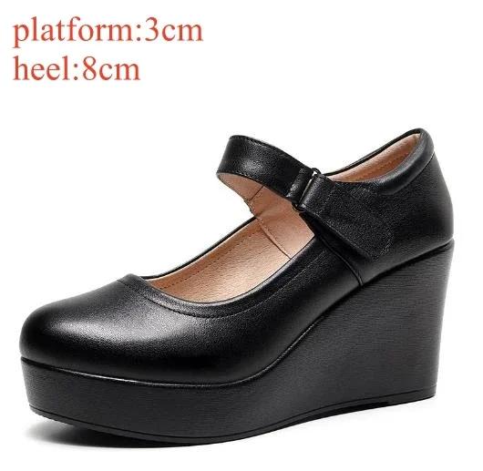 8cm 11.5cm Mărime Mică 33-43 Platformă cu Talpă Groasă Pantofi Wedge cu Toc Pompe cu Toc Primăvara 2025 Pantofi cu Toc Înalt Piele pentru Birou Mamă