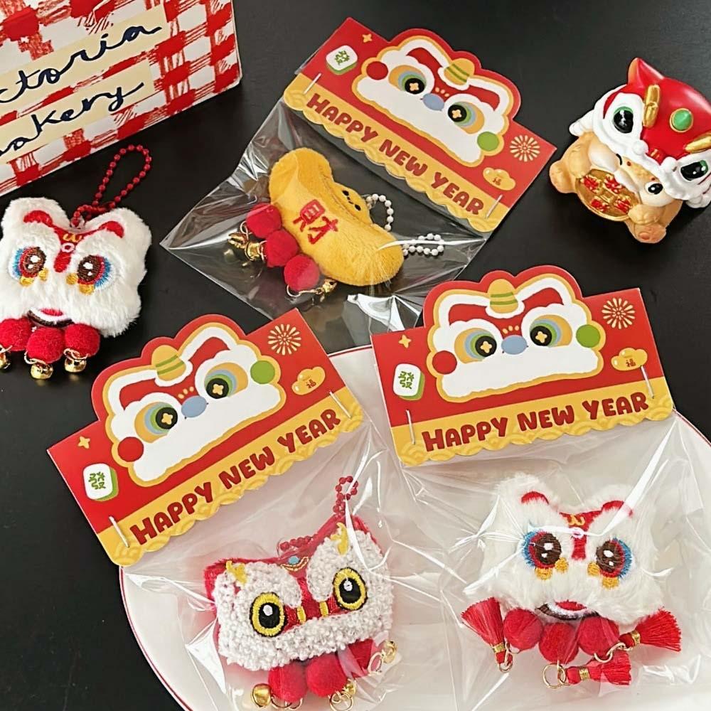 Bell Tassel Chinese New Year Plush Keyring Chinese Style Lion Dance Brooch  Gift Girl