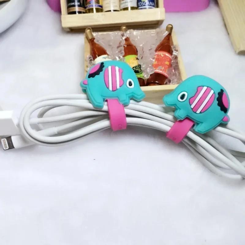 5 Pack Cute Cartoon Earphone Cable Winder Earphone Cable Storage Clip Random Color Pretty Animals Charging Cable Fixing Clip