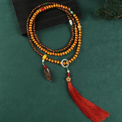 Original Crossbody Chain Retro Literary Bead Tassel Necklace Back Chain Multi-layer Cultural and Play Accessories Women