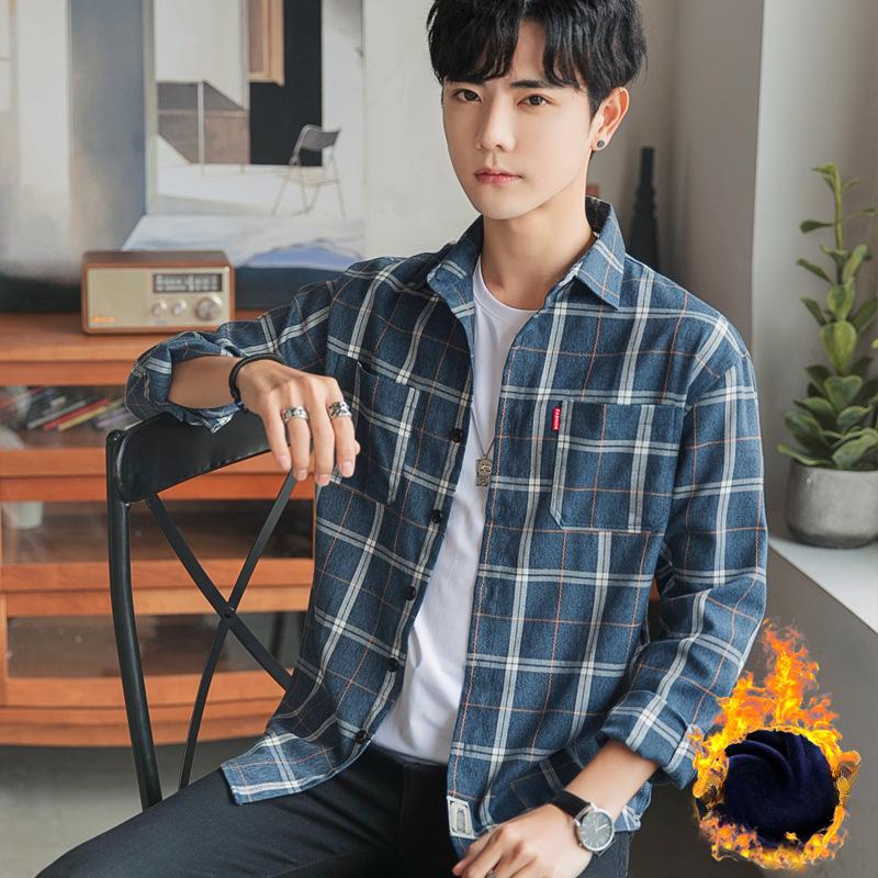 Новая зимняя теплая рубашка в клетку для мужчин — фото 4