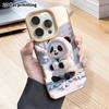 Phone Case: 2D Flat Lambskin Suitable for iPhone 18, 17, 16, 15, 14, 13 Pro Protective Cases, Panda In a Puffy Coat, Christmas and Halloween Gifts