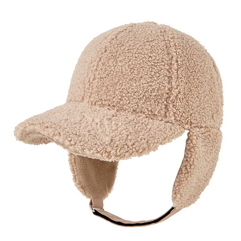 Autumn/Winter Korean Style Plus Size Warm Lamb Fleece Ear Protection Baseball Cap - Unisex Cold-Proof Plush Duckbill Hat