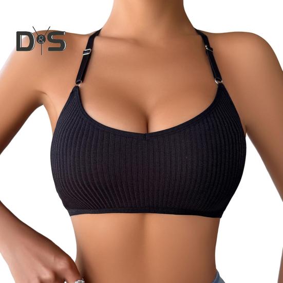 

Женский бюстгальтер-майка, прозрачный, кружевной, пэчворк, халтер, цветочная вышивка, регулируемый, 3/4 чашки, повседневный, спортивный, трикотажный, эластичный, укороченный топ, бюстгальтер для йоги L чёрный