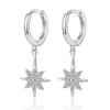S925 Sterling Silver Eight-Pointed Star Rhinestone Snowflake Dangle Earrings for Women