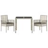Garden Dining Set 3 pcs Light Grey Poly Rattan