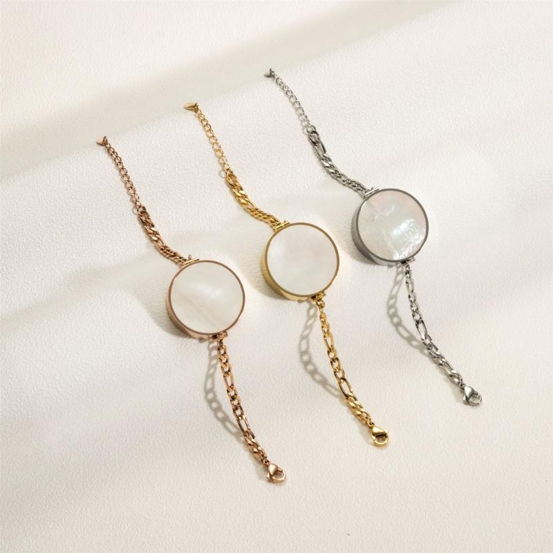Sturdy Stainless Steel Lipstick Holder Bracelet Featuring Shell Design High Polish Finish for Everyday Wear