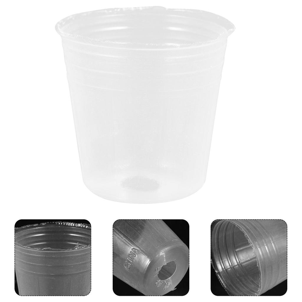 50Pcs Clear Plastic Plant Nursery Pots Small Clear Nursery Pots with Drainage Hole for Seedling Propagation Garden Balcony