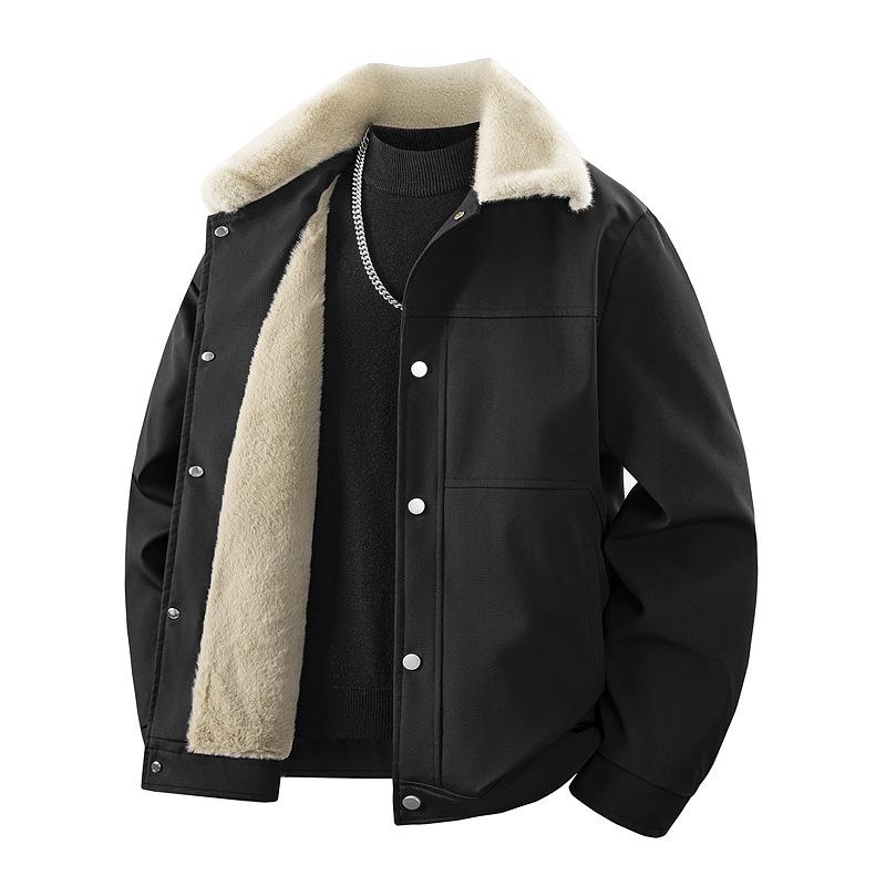 

Men s Casual Hong Kong Style Fur Collar Jacket XXL чорний
