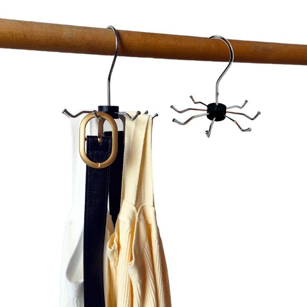 2Pcs Carbon Steel 8 Claw Hooks 360° Rotatable Large Capacity Scarf Rack Space Saving Hanging Clothes Hangers Wardrobe