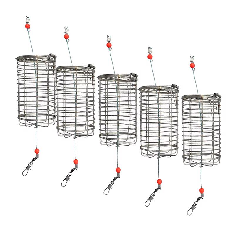 10PC Fishing Feeder Stainless Steel Bait Thrower Basket Feeder Holder Fishing Lure Cage Fishing Accessories Fishing Tackle