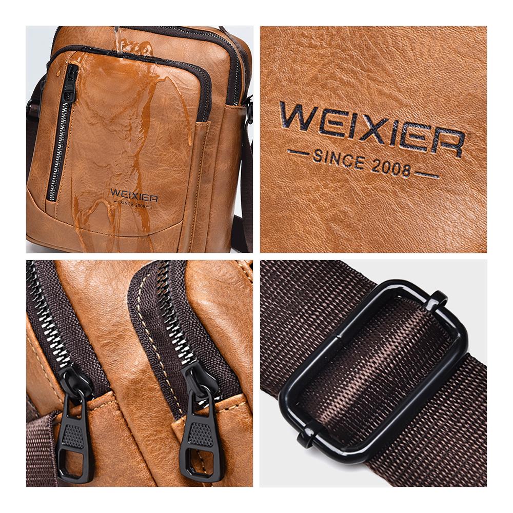 WEIXIER Herren Crossbody Schultertasche Leder Messenger Bag wasserdichte Aktentasche Satchel Reisetasche