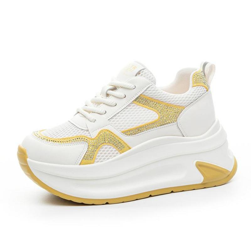 Fashion 8CM Popular Elder Shoes 2025 Summer New Versatile Mesh Breathable Women's Shoes Thick Bottom Inner Height Casual Sports