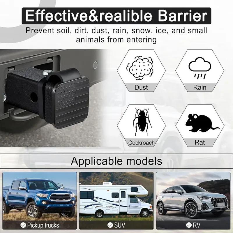 Trailer Hitch Cover Tube Plug Insert Plug Waterproof Tube Cap Protector Dustproof Trailer Hitch Cover Receiver Auto Square Plug