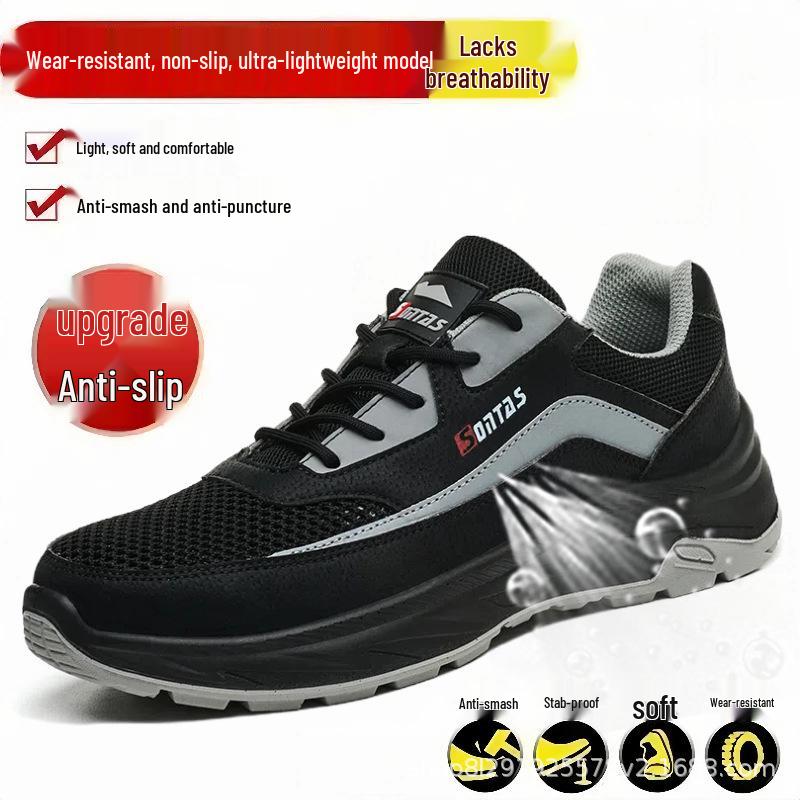Men's Summer Breathable Steel Toe Safety Work Shoes: Anti-smash, Anti-puncture, Insulated, for Construction Workers