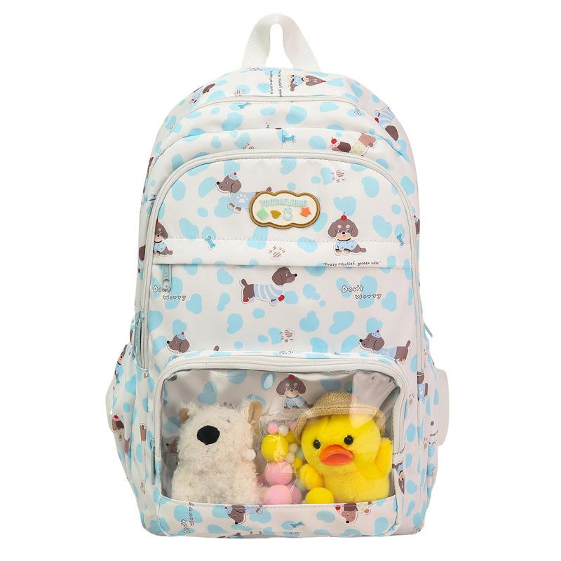 Мультяшный принт Студенческий школьный рюкзак Рюкзак для студента средней школы синий