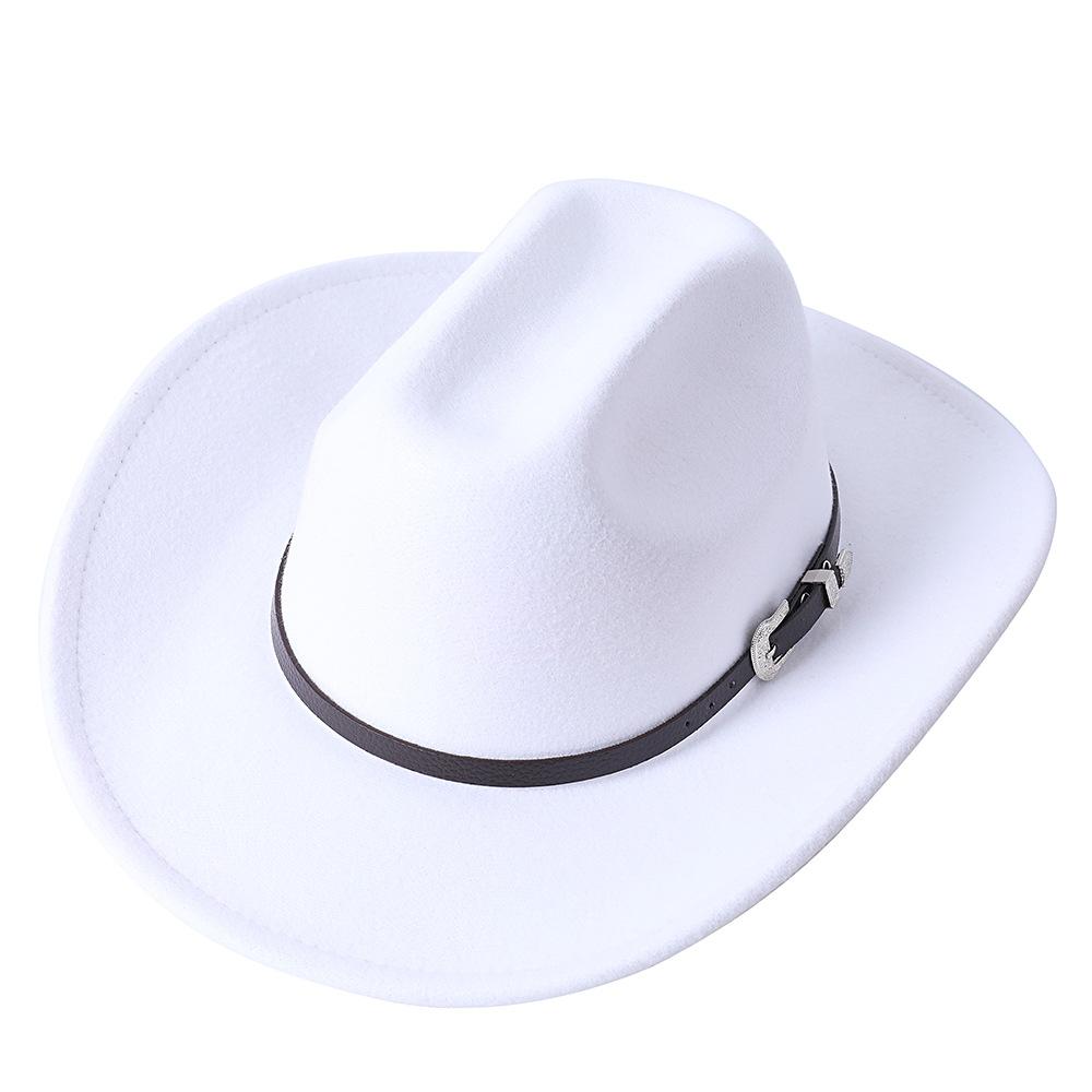 Cowboy hat European and American style big cowboy hat monochrome felt hat men and women big brim outdoor top hat