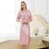 Women's Long Silk-Like Bathrobe - Solid Color Kimono Cardigan for Brides or Lounging