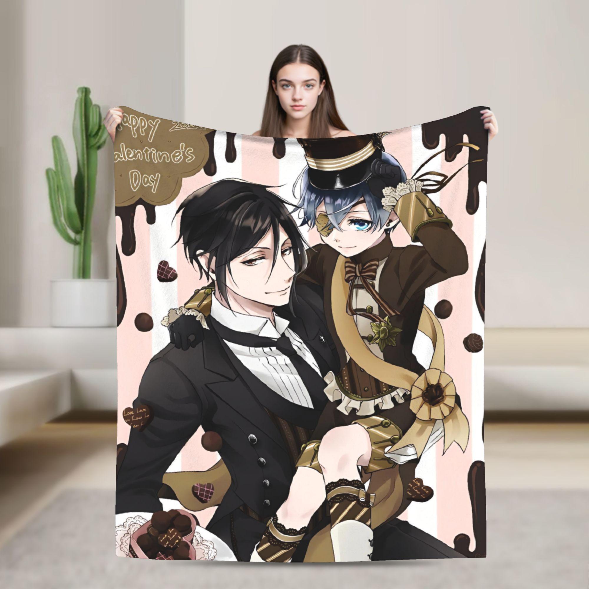 

Black Butlers Plush Blanket Children Flannel Throw Blanket For Couch Chair Sofa Bed Warm Design Quality Bedspread Gift Idea 75x90cm