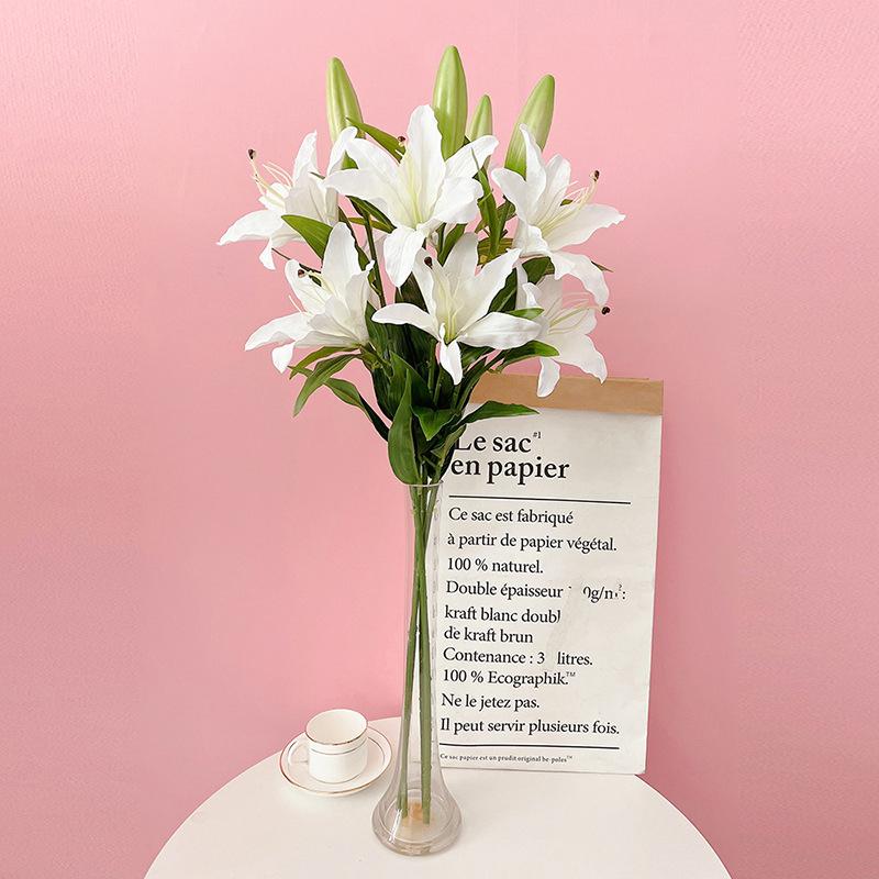 Kaufe 78cm Echte Lilienzweig Künstliche Blumen Weiß Unechte Blumen Flores für Hochzeit Heim Gartendekoration zum Preis ab 29