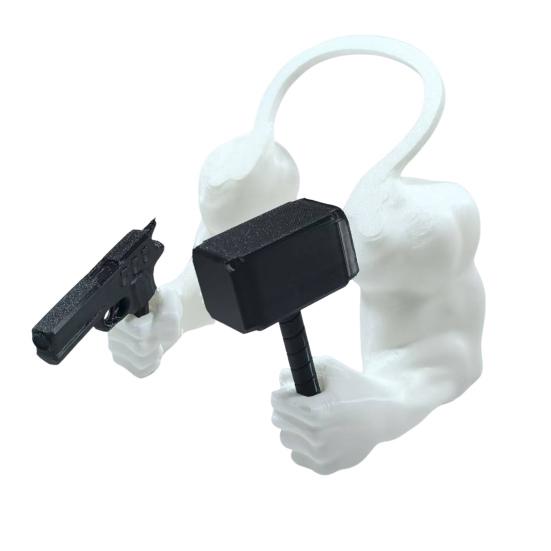 Cat Muscle Arm for Pet Cosplay 3D Printed Cat Neck Arm Funny Pet Prop Muscular Arm Holding Hammer for Halloween Costume Birthday Party Dress-up