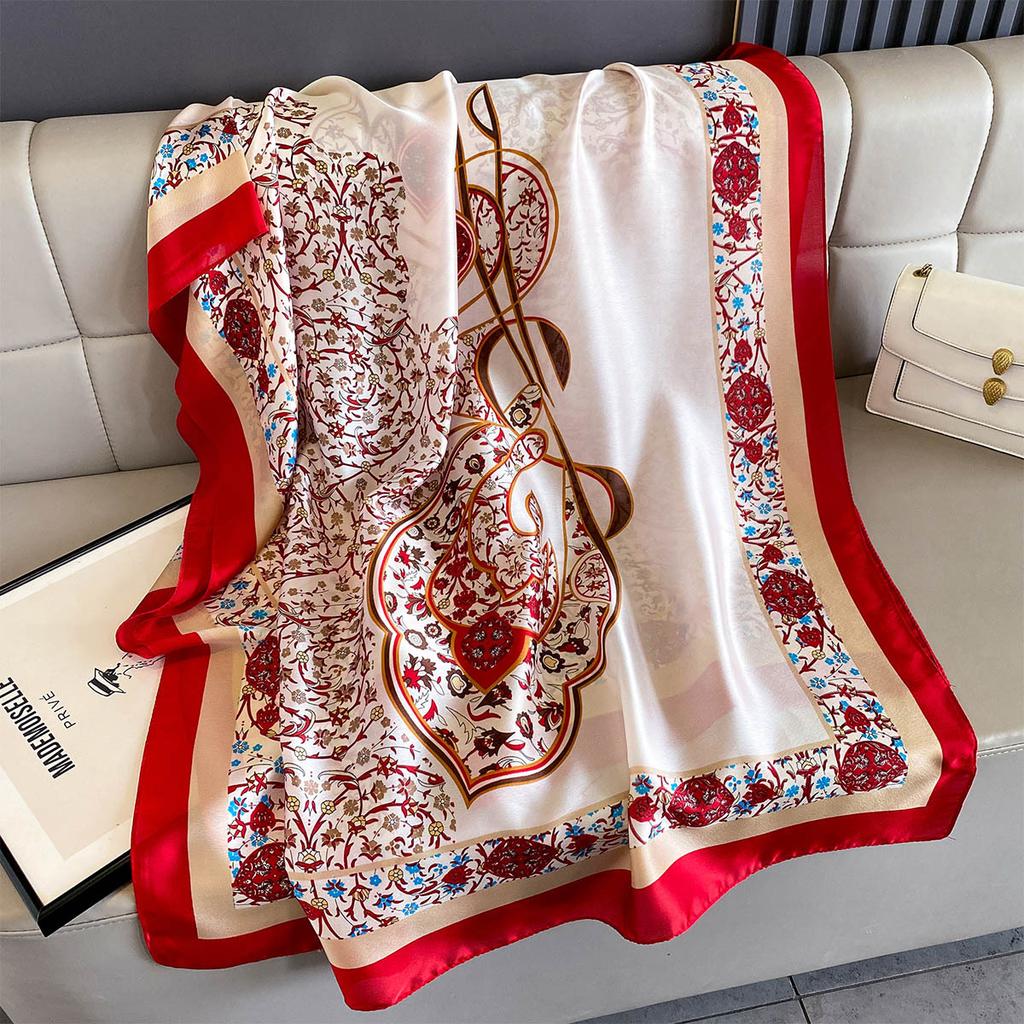 Women 180*90cm Fashion Beautiful Soft Silk Scarves Female Lady Shawl Hijab Wrap Foulard Bandanna Muffler Beach Pareo